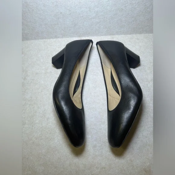 Ara Veda Women's Black Leather Pump Stacked Block Heel, US Size 5 1/2 - Picture 6 of 11